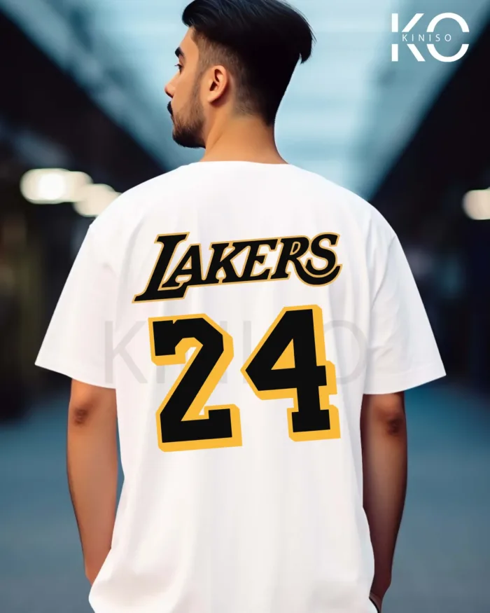 Image of basketball t shirt NBA with Lakers 24 NBA Logo Back part White color