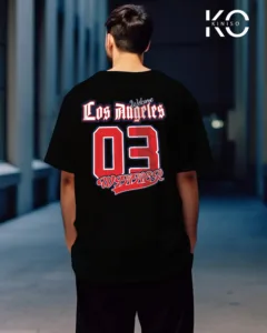 Image of vintage NBA t shirts with Los Angels Back part black color