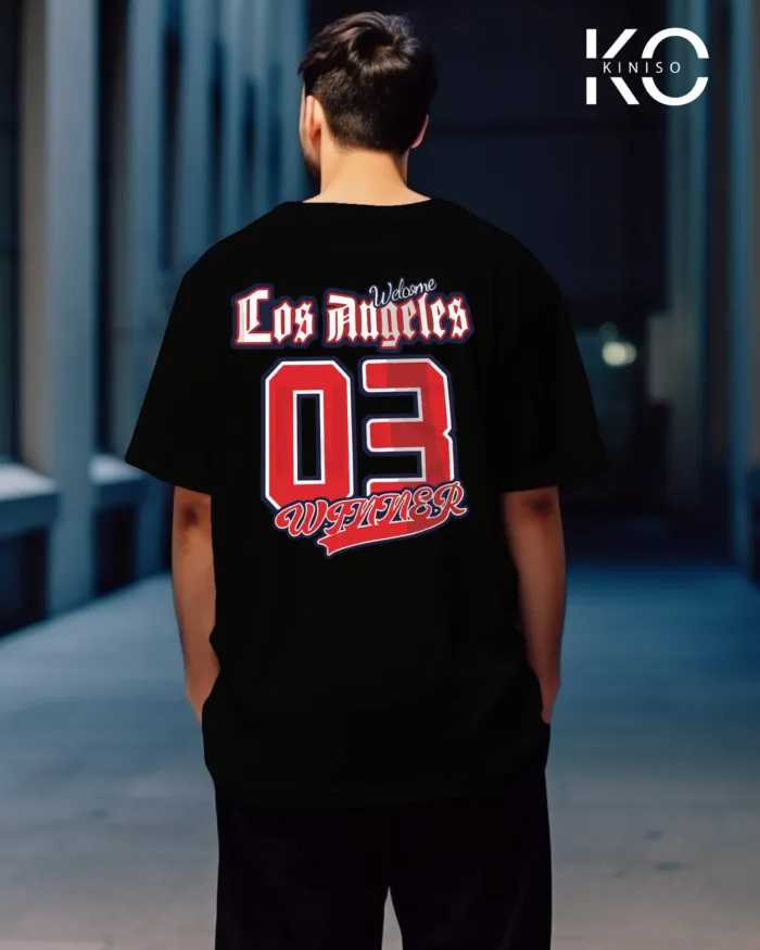 Image of vintage NBA t shirts with Los Angels Back part black color