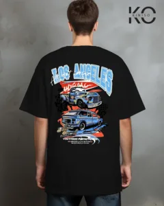 Los Angels Back part Black car print t shirt