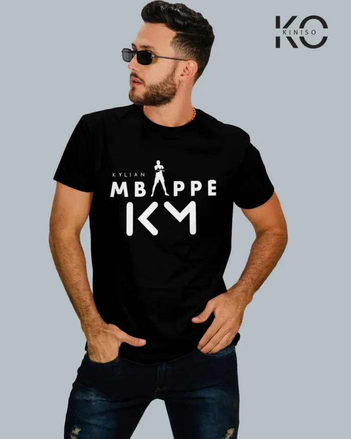 Image of Black Color Kylian Mbappé Designed Football T-Shirts For Men