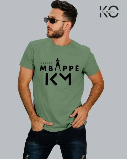 Image of Pastel Green Color Kylian Mbappé Designed Football T-Shirts For Real Madrid Fans