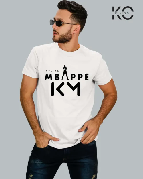 Image of White Color Kylian Mbappé Designed Football T-Shirts For France Football Team Supporters