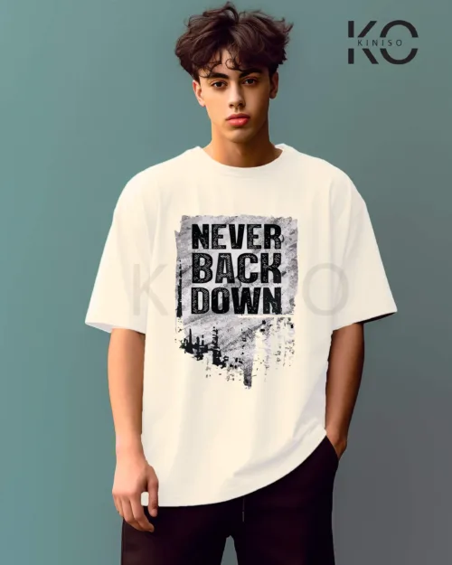 Gym men t shirt with Never Back Down White