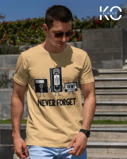 Image of Biscuit color Never Forget printed Engineer t-shirt for men