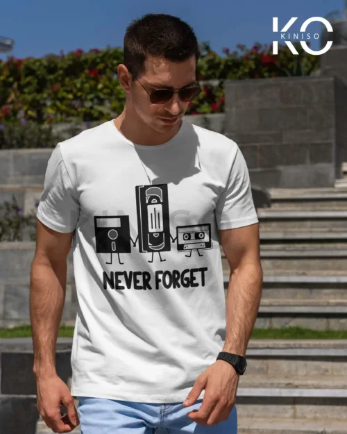 Image of White color Never Forget printed Engineer t-shirt for men