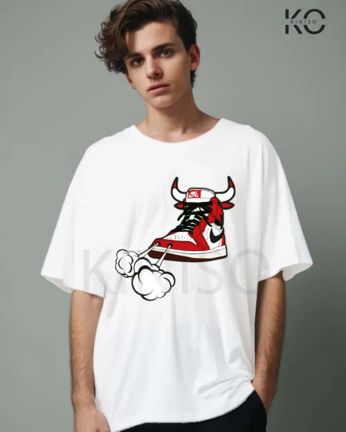 Image of NBA t shirt jerseys with Nike shoe white color