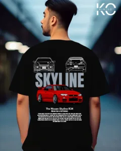 Nissan skyline 34 Back part Black car t shirt design