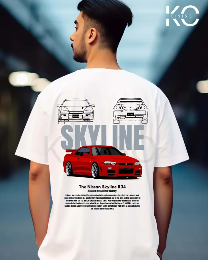 Nissan skyline 34 Back part White car t shirt design