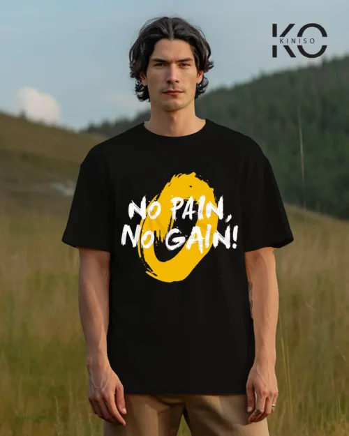 No pain no gain Black mens gym t shirt