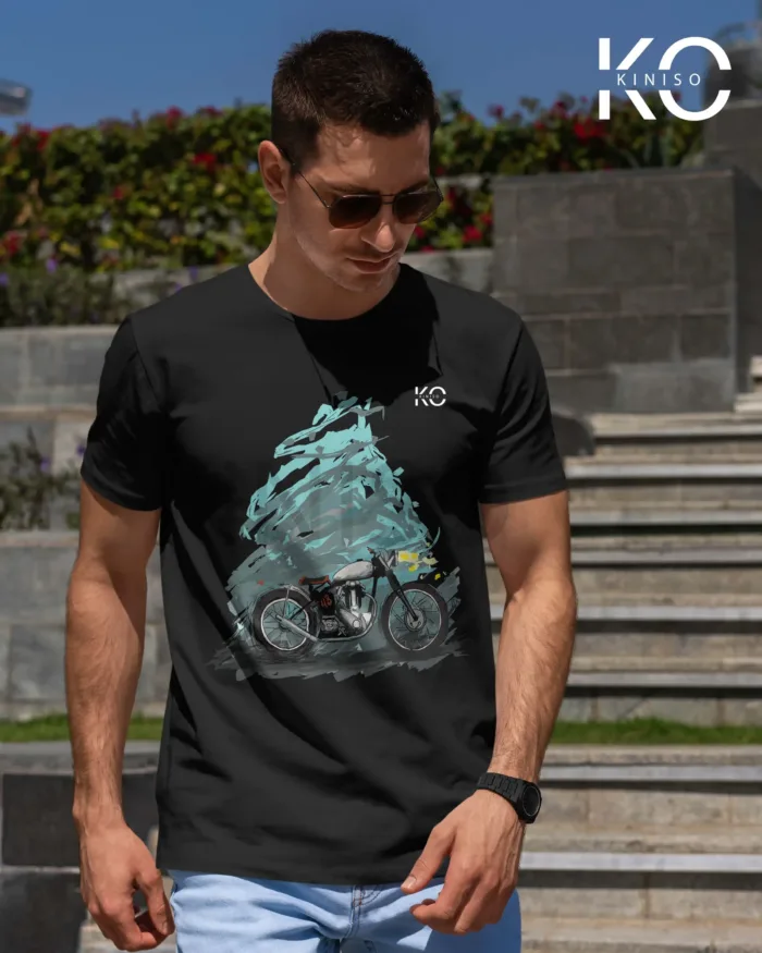 Image of Bike T-shirts for Men with Oil painting motorcycle Black color