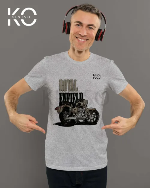 Image of Bike Royal Enfield printed Grey T-shirts for Men