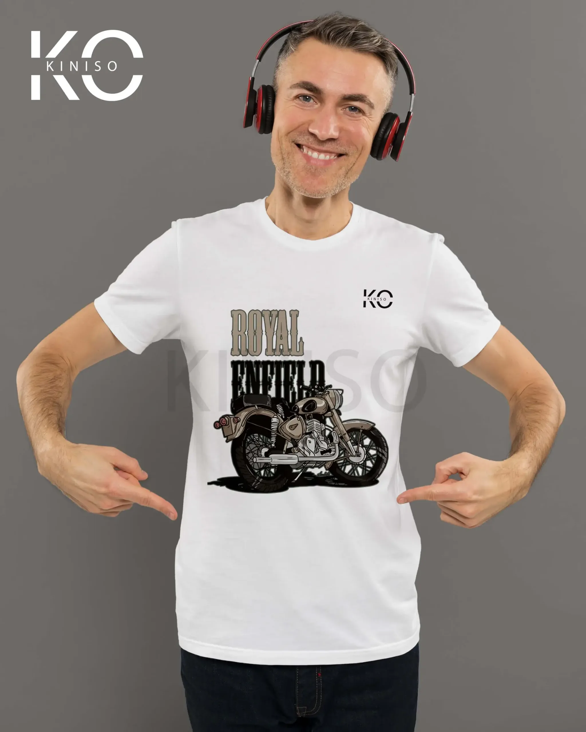 Image of Bike Royal Enfield printed White T-shirts for Men