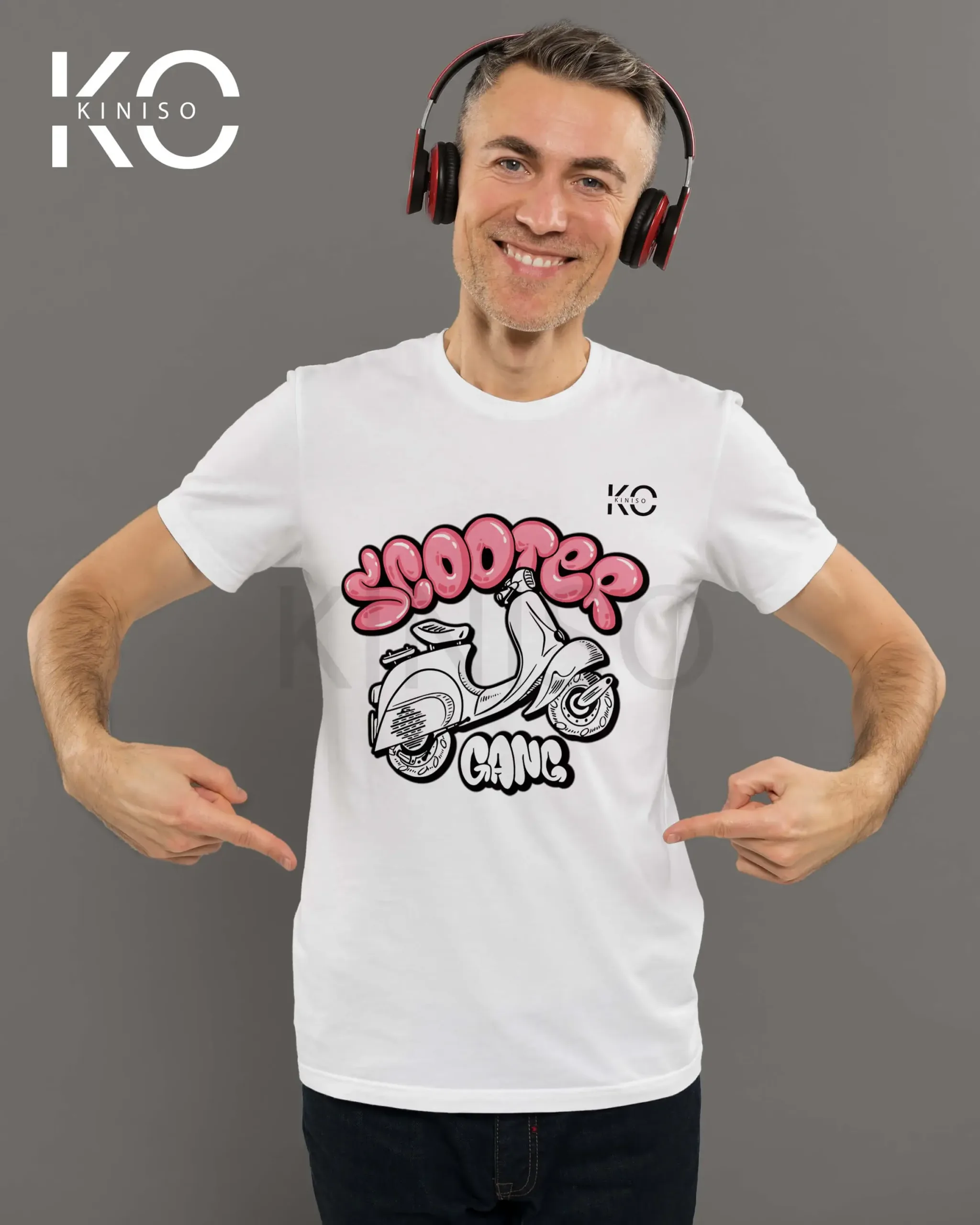 Image of Vespa Scooter Bike Lover T-shirts with Scooter Gang printed White color