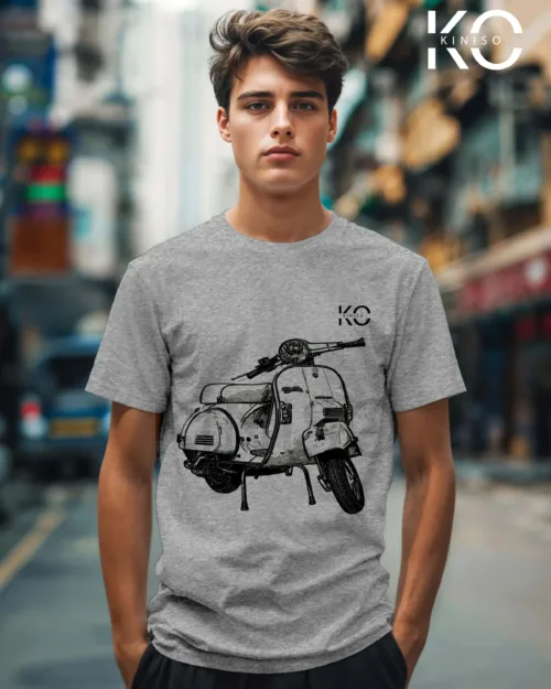 Image of Vespa Scooter Bike Lover T-shirts with Scooter shadow print Grey