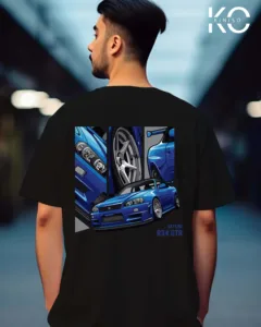 Skyline R34 Back part Black car t shirt design