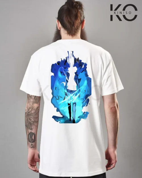 Image of White Color Solo Leveling Anime Printed T-Shirt with Ragnarok design