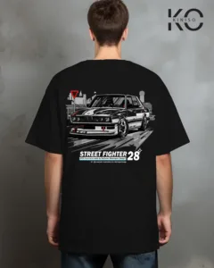 Street Fighter Back part Black men's car t shirts