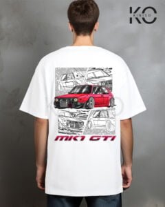 Street racing car london Back part White graphic car t shirts