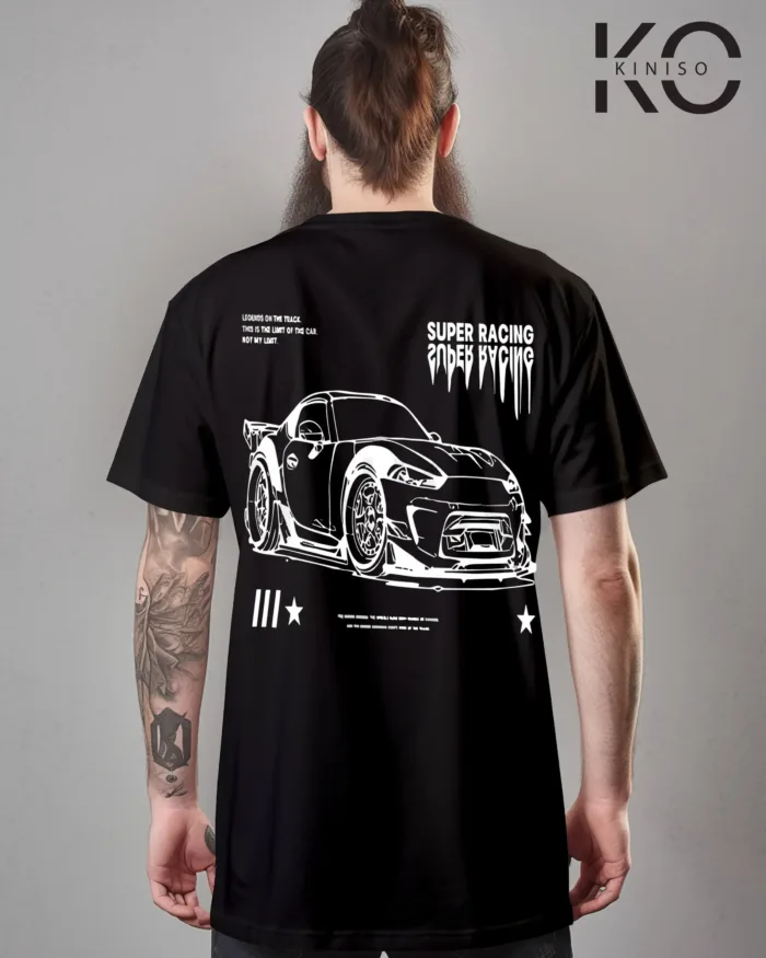 Super racing car Back part Black vintage car racing t-shirts