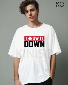 Image of vintage NBA t shirts with Throw it Down White color