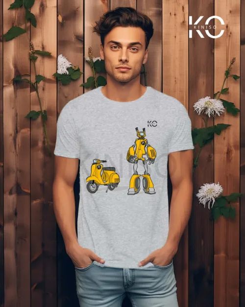 Image of Half Sleeve T-Shirts for a Classic Look design Transformer Scooter print Grey