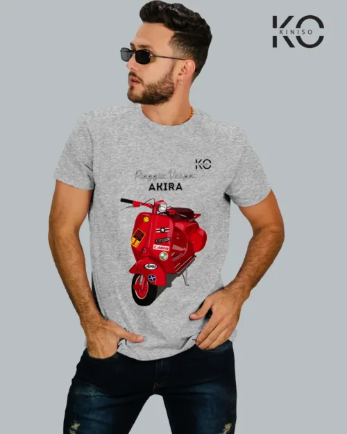 Image of Vespa Scooter Bike Lover T-shirts design Vespa Akira print Grey