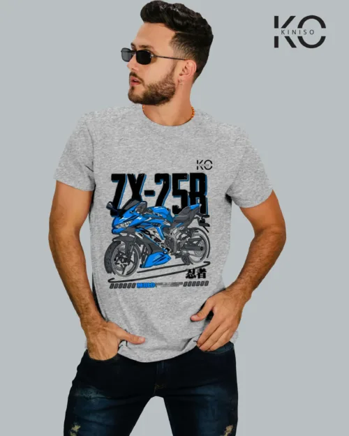 Image of Racing Bike Motorcycle T-shirts with ZX 25r design Grey