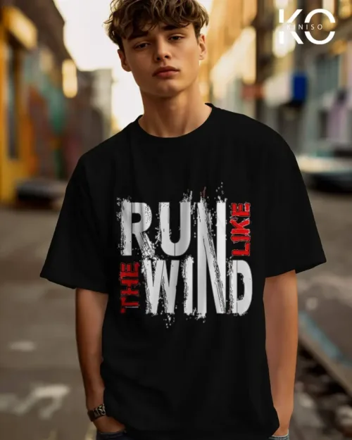 T shirts for gym run like the wind Black