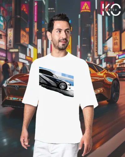 Image of White Color BMW M3 GTR Designed Car Themed T-Shirts For Men