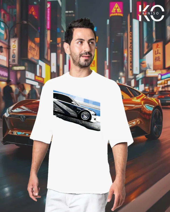 Image of White Color BMW M3 GTR Designed Car Themed T-Shirts For Men