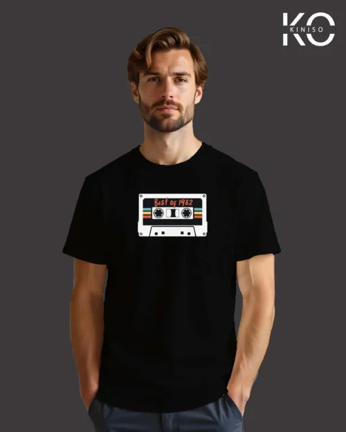 Image of Cassette Tape Design T-shirt Black Color