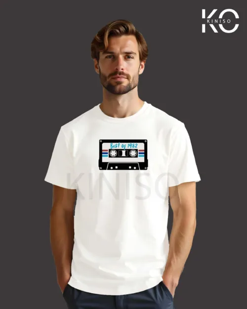 Image of Cassette Tape Design T-shirt White Color