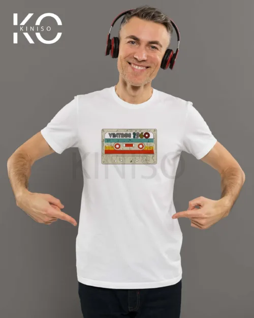 Image of Cassette Tape Vintage design t-shirt White color