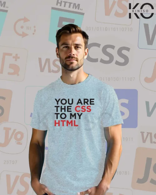 Image of Light Grey color Engineered printed t-shirt for crazy Designer men with CSS to My HTML design