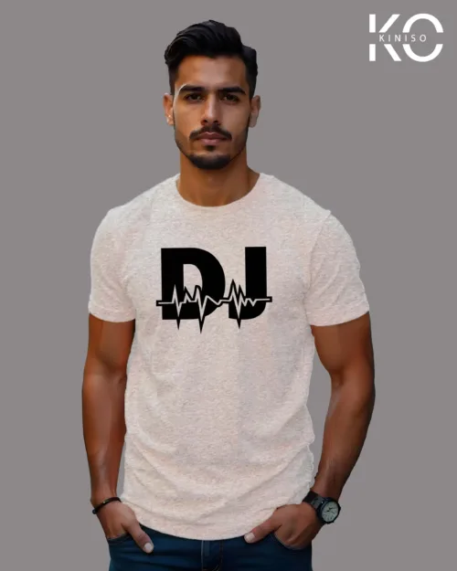 Image of DJ Logo Printed T-shirt Grey Color