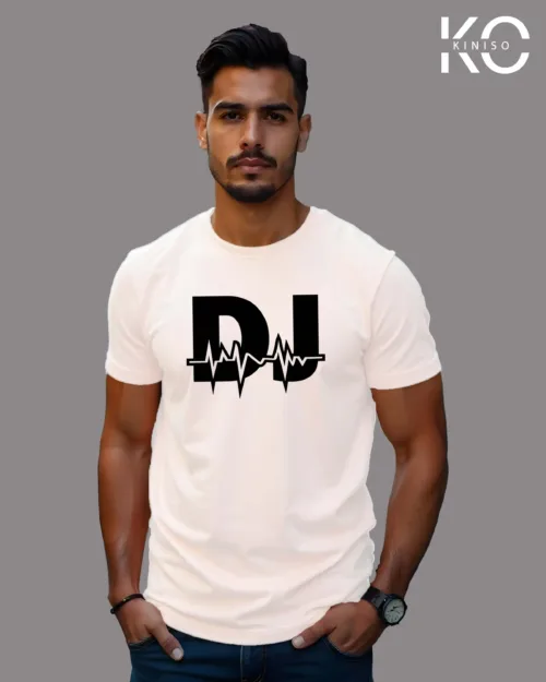 Image of DJ Logo Printed T-shirt White Color