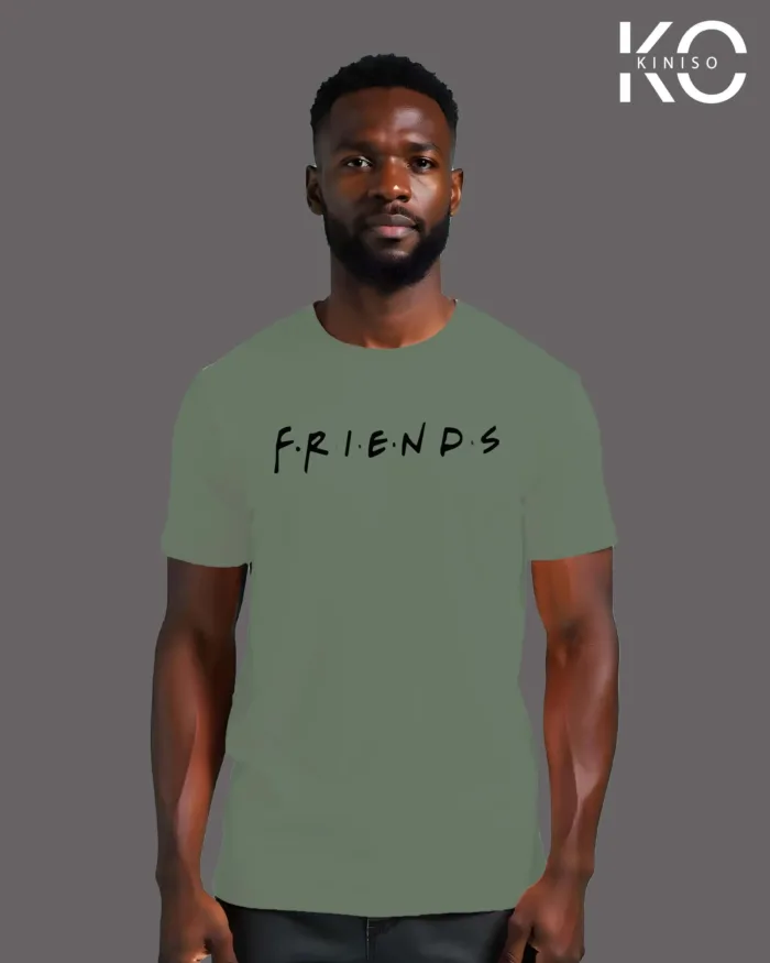 Image of Friends logo printed T-shirt Green color