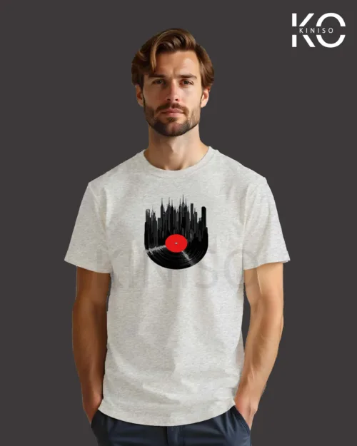 Image of Gramophone Tape graphic T-shirt Grey