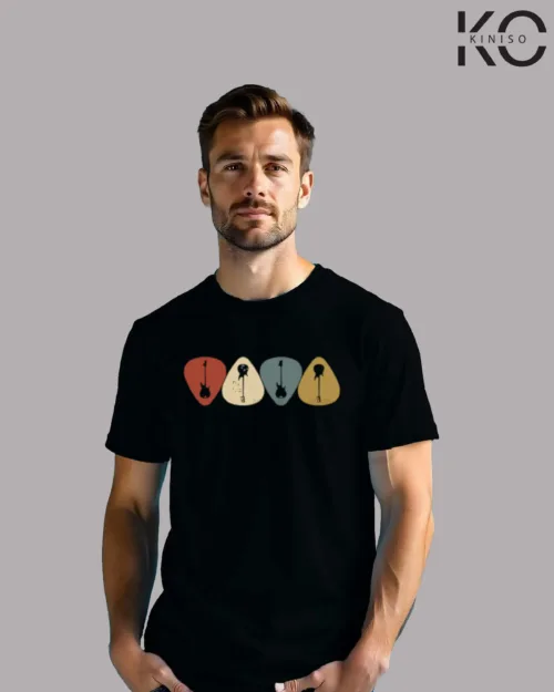 Image of Guitar Pick Design T-shirt Black color