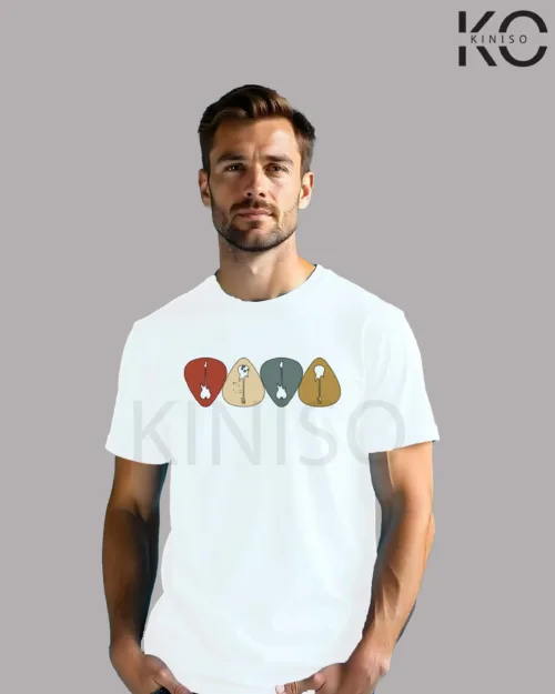 Image of Guitar Pick Design T-shirt White color