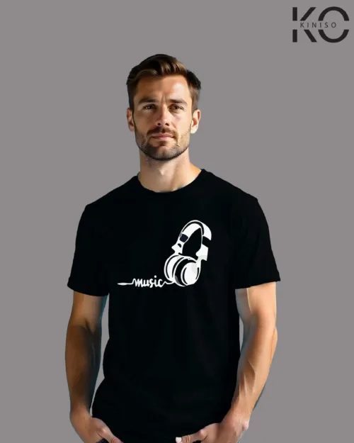 Image of Headphone design t-shirt Black color