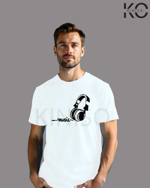 Image of Headphone design t-shirt white color