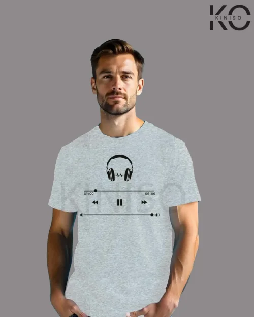 Image of Music Player graphic t-shirt Grey color