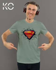 Image of Superman Logo design T-shirt Green color