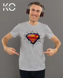 Image of Superman Logo design T-shirt Grey color