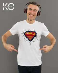 Image of Superman Logo design T-shirt White color