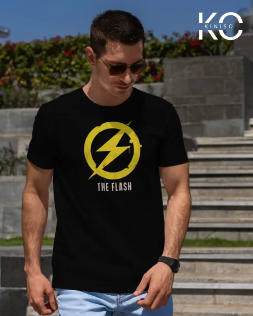 Image of The Flash Symbol Black color t-shirt