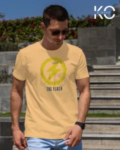 Image of The Flash Symbol Brown color t-shirt