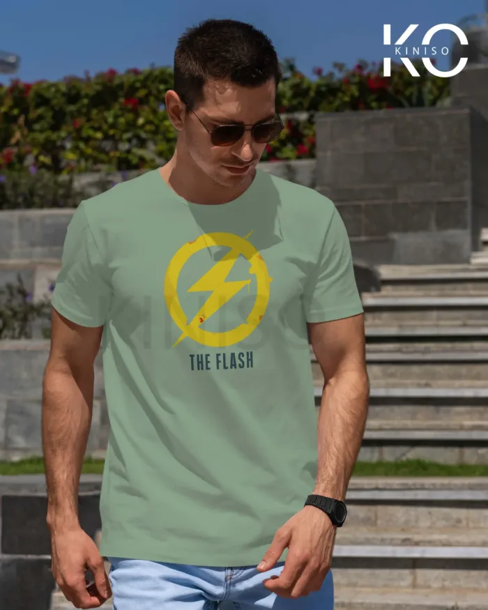 Image of The Flash Symbol Green color t-shirt